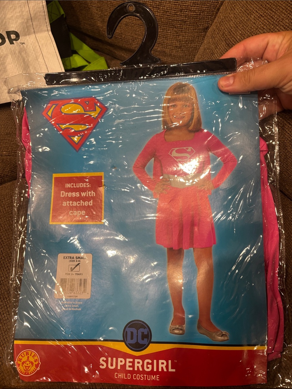 DC Supergirl Pink Dress Costume with Cape